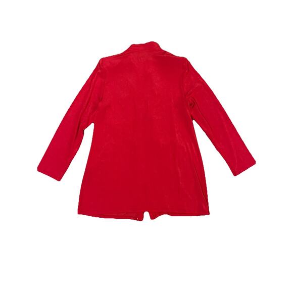 Chicos Travelers Jacket Full Zip Ruffle Front Long Cardigan Gold Zips Sz 2 Large - Picture 7 of 7